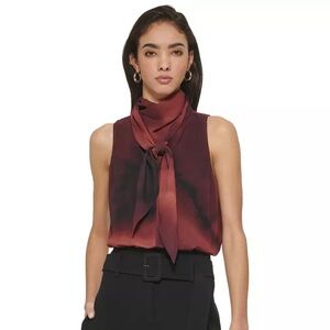 DKNY Women’s Tie-Neck Sleeveless Blouse, NWT, M